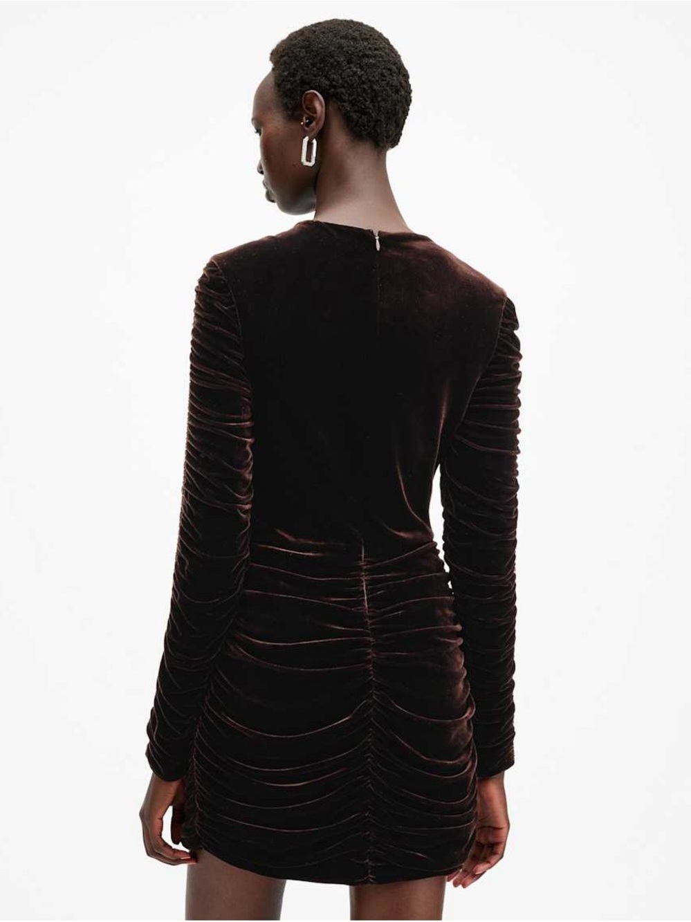 All saints ERIS RUCHED VELVET MINI DRESS - Picture 4 of 6